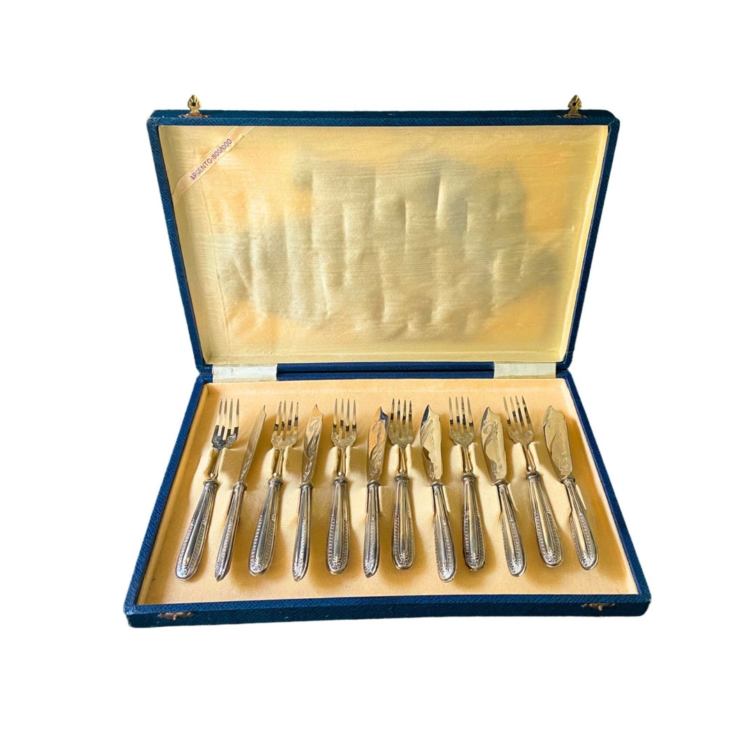 Vintage Italian Silver Dessert Cutlery Set Boxed Dessert Etsy