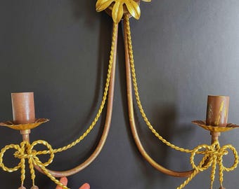 18ème Siècle:: Bois Doré Paire D'appliques Murales Italiennes Louis XV %c3%a0 Bougie Avec Miroir