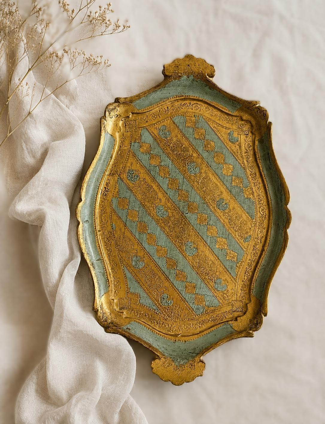 □ITALY アンティーク Florentine 金彩 ウォールデコ 枝□ Victorian