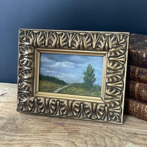 Florentiner Landschaft Ölgemälde in Vintage verzierten Rahmen, Original Ölgemälde Italienische Landschaft, Toskanische Landschaftsölgemälde