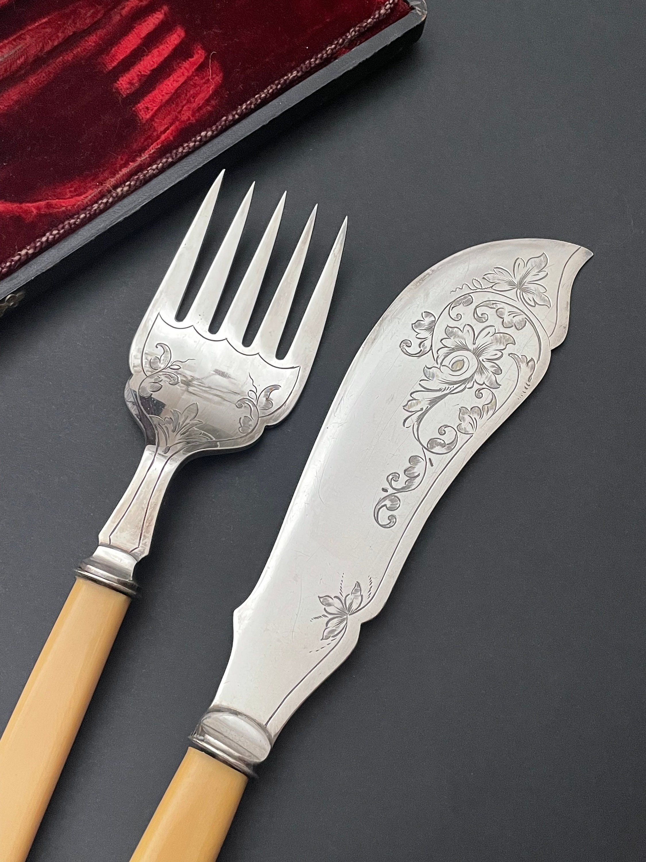Antique Victorian Silver Plated Fish Serving Set - Thomas Turner