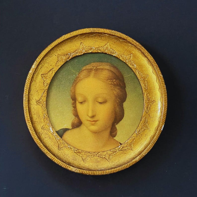Antique Florentine Madonna Framed Art: Gilt Wood, Italian Religious ...