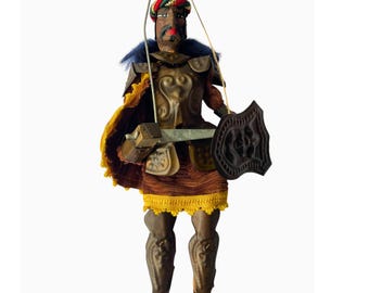 Vintage Italian Knight Puppet Doll , Hand Made Sicilian Wood Soldier ...