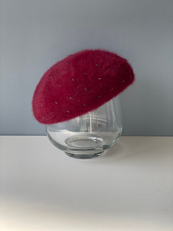 Vintage Italian Claret Beret for Women , Wool Ang… - image 8