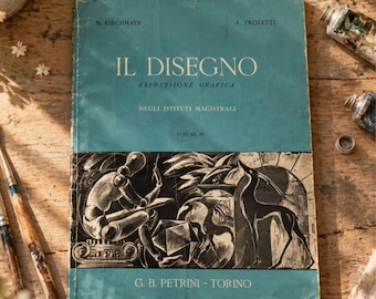 Vintage Italian Drawing Textbook 1962 , Mid-Century Art Education Book , Artist Studio Decor gift
