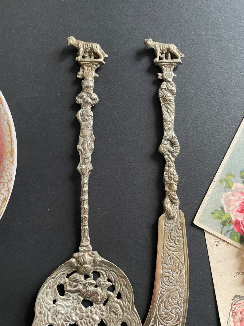 Antique Florentine Fork and Knife Serving Set ornate Etsy