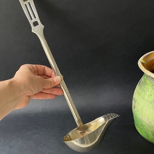 Antique Art Deco Silver plated Straining Ladle , German Silver Plated Ornate Gravy and Sauce Ladle , Silver plated Ladle with a Filter