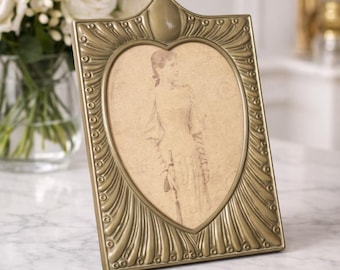 Vintage Messing Herz Bilderrahmen: Kunstvolles viktorianisches Portrait Foto Anzeige Hochzeitsgeschenk