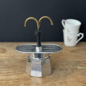 Vintage Italian Espresso Coffee Maker with stand for 2 cups , Bialetti Espresso Stovetop Coffee Maker Geyser coffee maker Coffee lovers gift