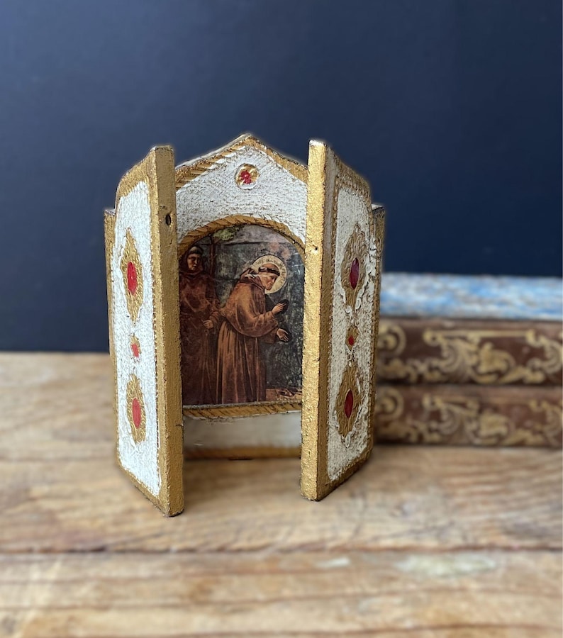 Antique Florentine Triptych Francis of Assisi Wood Icon , Guardian ...