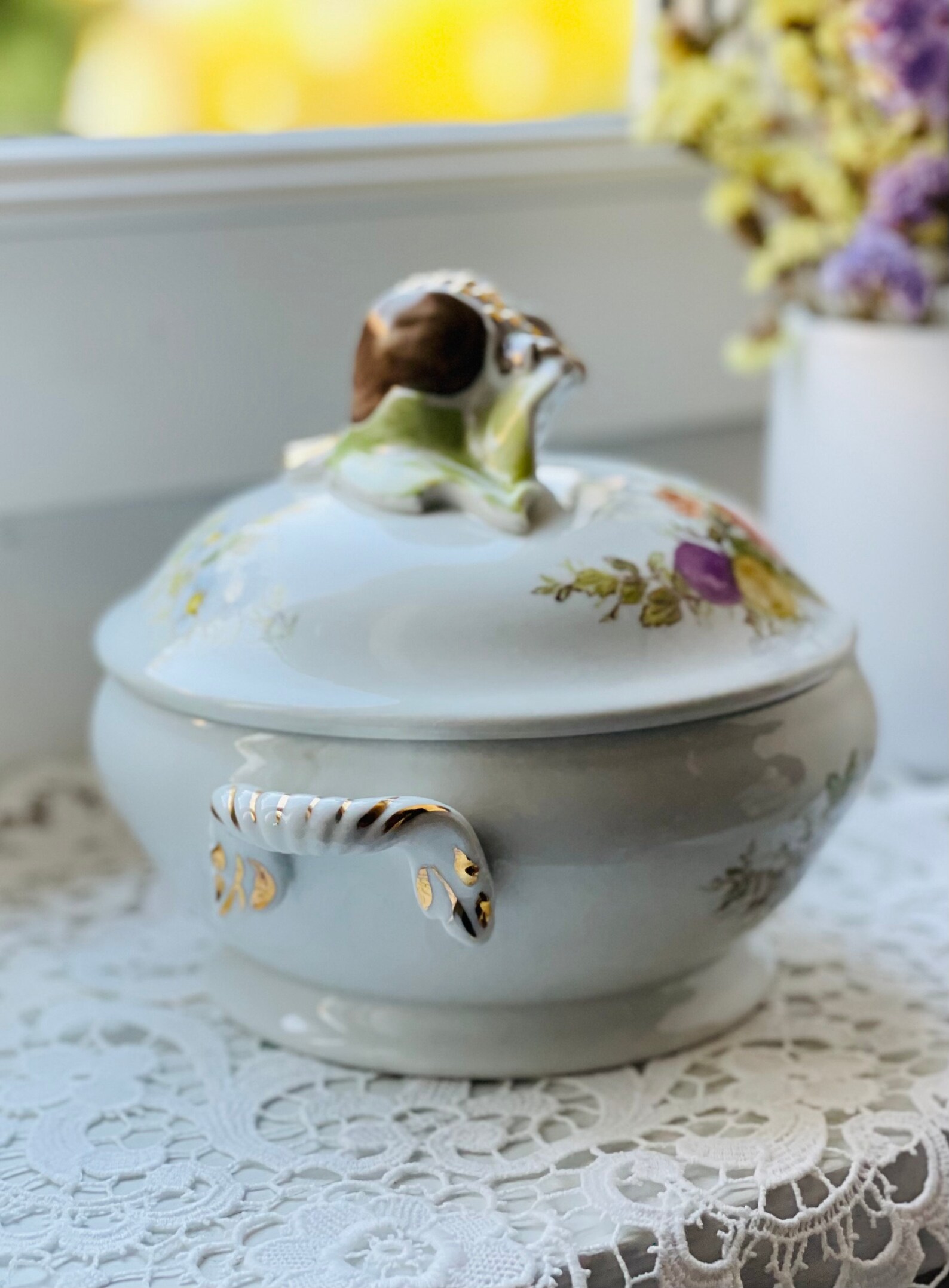 Vintage Italian Porcelain Bowl With Lid Floral Porcelain Etsy