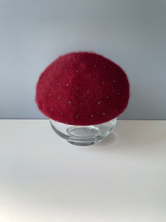 Vintage Italian Claret Beret for Women , Wool Ang… - image 10