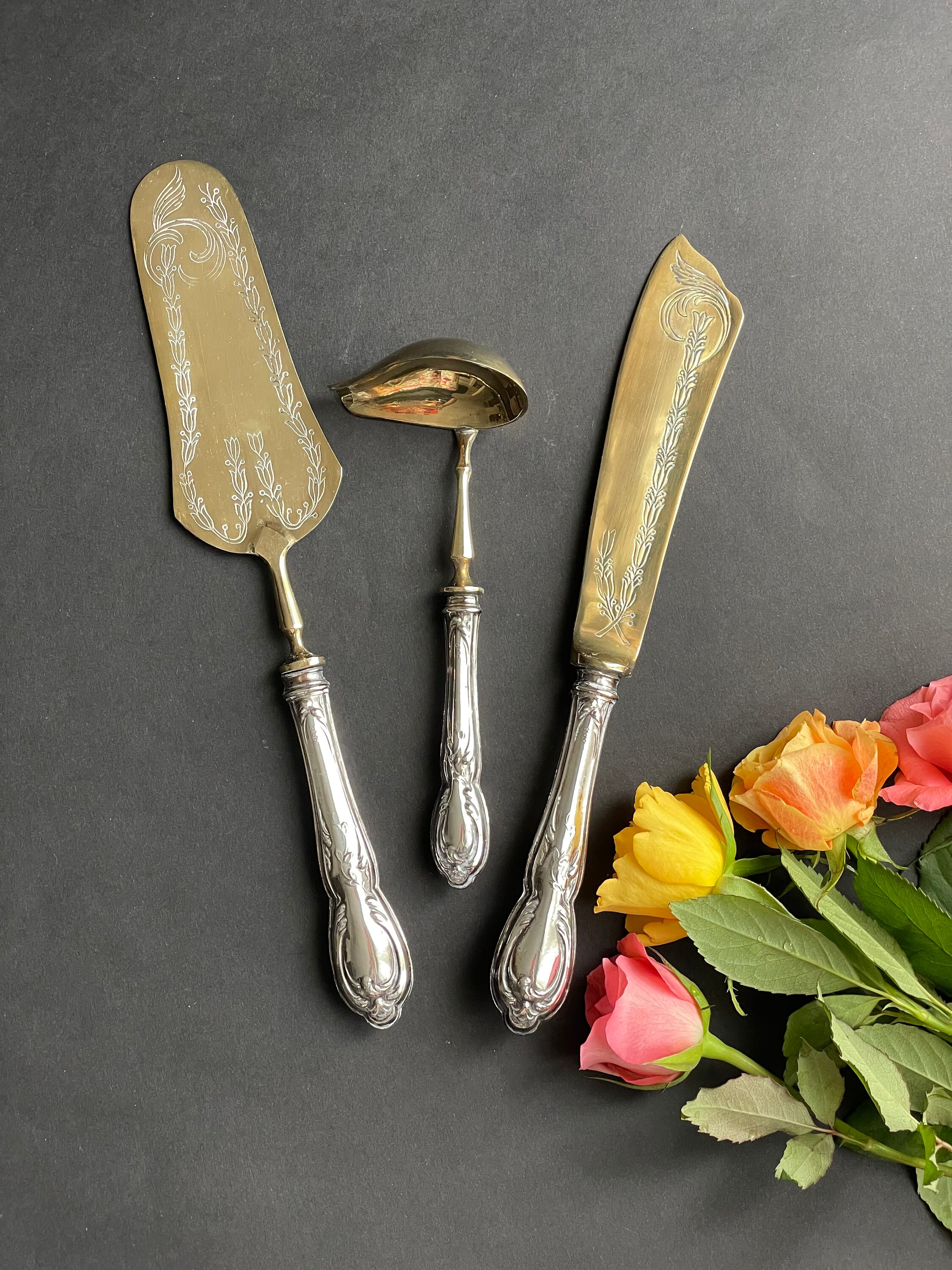 Antique Silver Dessert Cutlery Set Boxed Italian Silver 800 Etsy