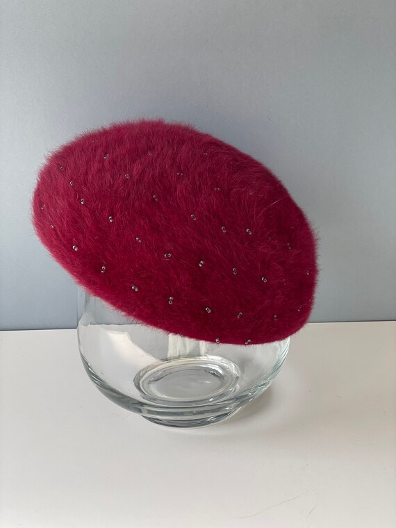 Vintage Italian Claret Beret for Women , Wool Ang… - image 6