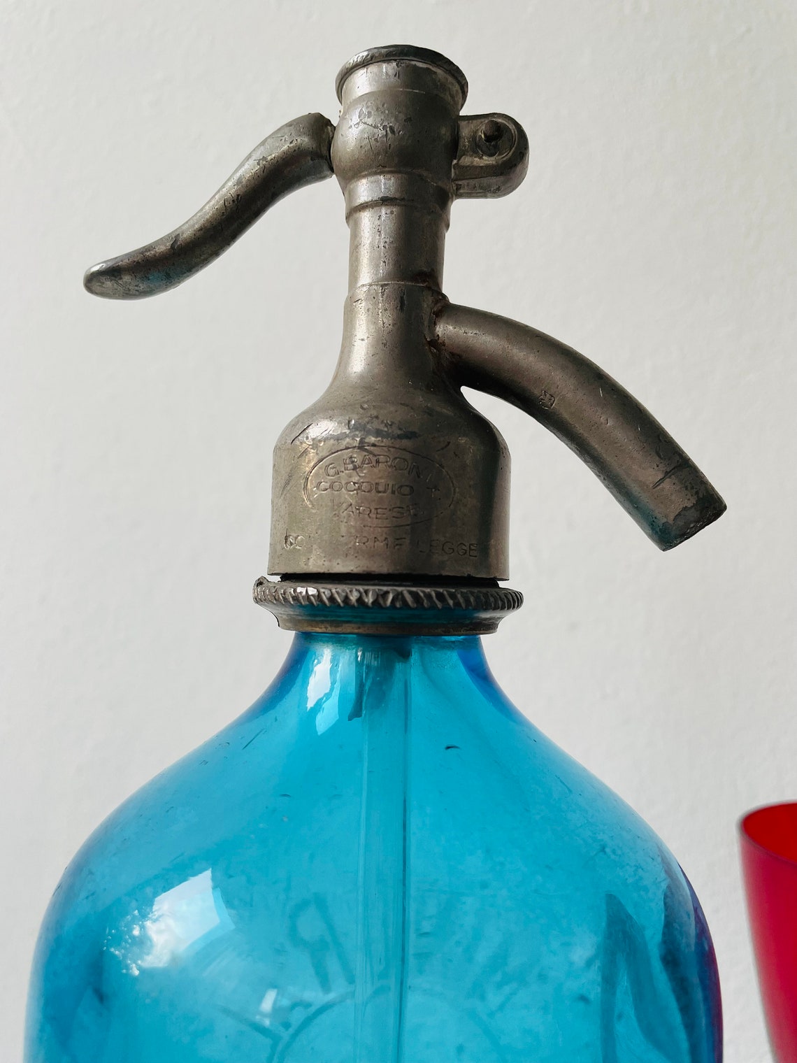 Antique Italian Seltzer Bottle Blue Soda Siphon Art Deco Etsy