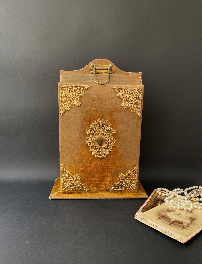 Rare Victorian Velvet Standing Photo Album With Brass Etsy