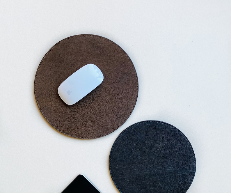 Leather Mouse Pad, Round Cork Mousepad, Office Mousepad, Leather Mouse