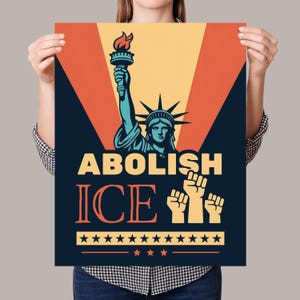 Abolish ICE Immigration Human Rights Protest Sign PRINTABLE, Anti-Trump Poster For March, Digital Download, Political Activist Rally Sign