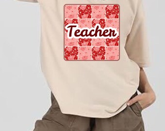 Retro Floral Teacher png, Teacher Png Sublimation, Teacher Shirt Design, Teacher Png, Teacher Appreciation Png, Spring Boho Wildflowers Png