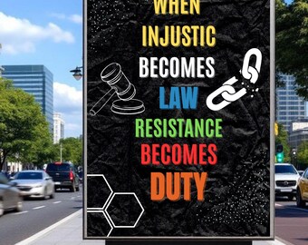 When Injustice Becomes Law Resistance Becomes Duty Sign PRINTABLE, Anti-Trump Protest Poster For March, Ruth Rally Sign, Digital Download
