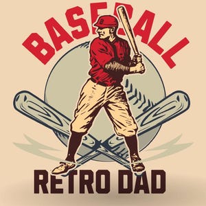 Retro Baseball Dad Png, Papa Shirt Design, Geschenk für Papa, Spieltag Shirt, Sport Papa Png, Vatertag Png, Baseball Png, Papa Leben Png