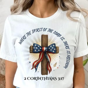 Retro American Flag Cross Png, Christian 4th Of July Png, Faith Love Freedom, God Bless America, Fourth Of July Png, Independence Day Png