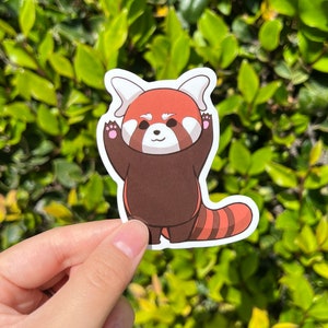 Standing Red Panda Vinyl Sticker, Cute Kawaii Laptop Stickers Waterbottle Stickers, Cute Animal Sticker