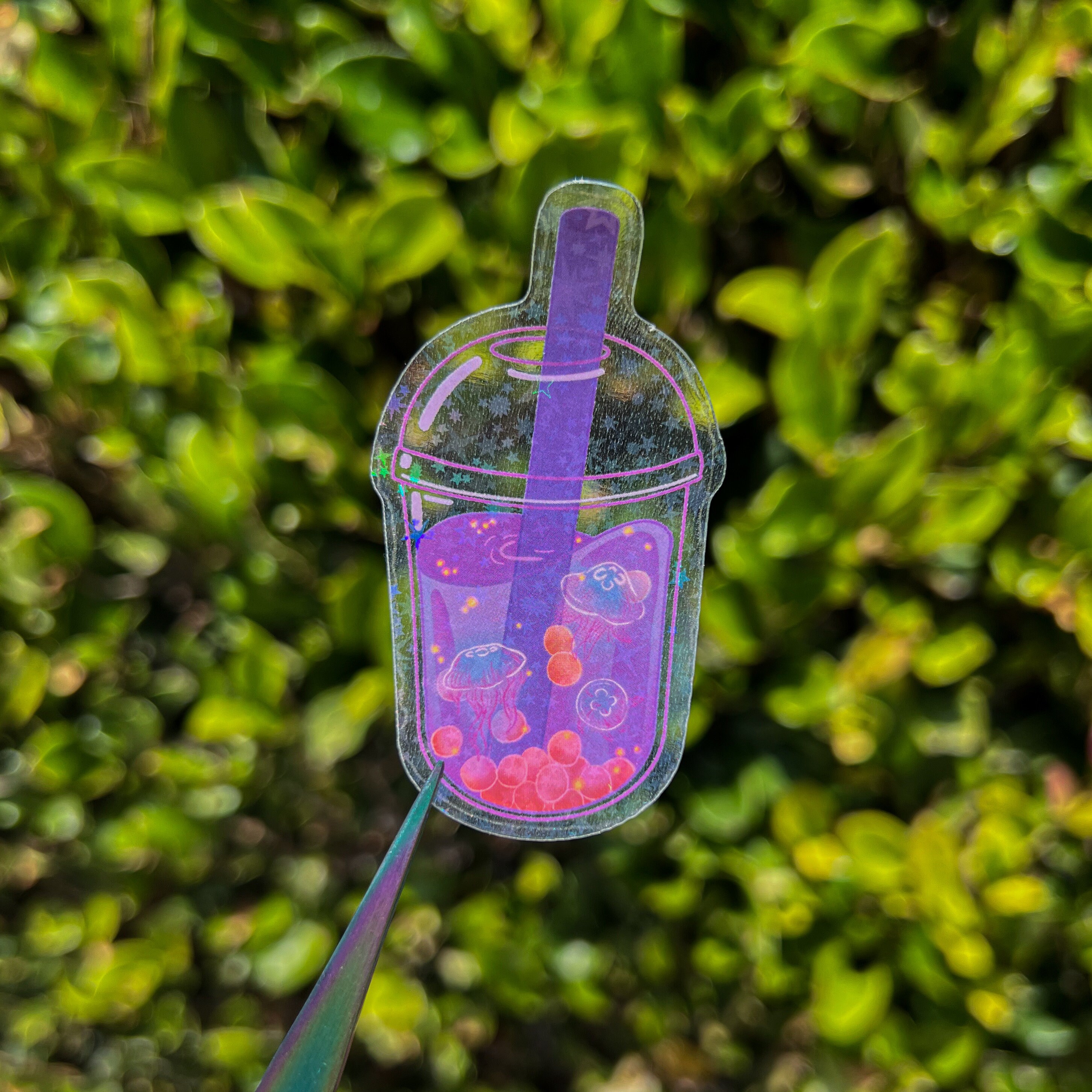 Jellyfish Boba Clear Holographic Vinyl Sticker, Decorative Stationery ...