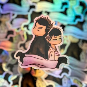 Love Between Fairy and Devil Holographic Sticker, Cang Lan Jue, Chinese Dramas, Xiao Lan Hua x Dong Fang Qing Cang, Cute Chibi Sticker
