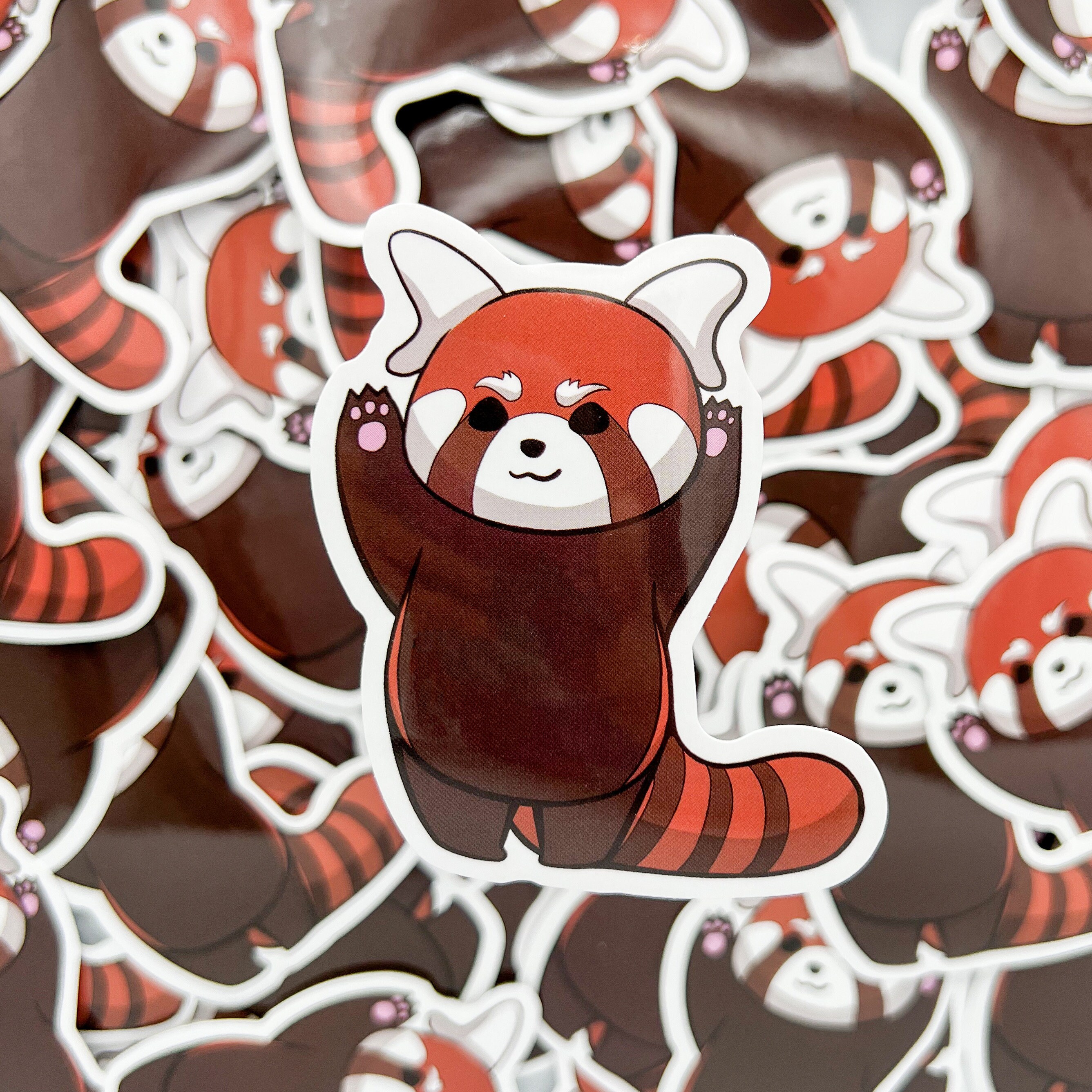 Standing Red Panda Vinyl Sticker, Cute Kawaii Laptop Stickers ...