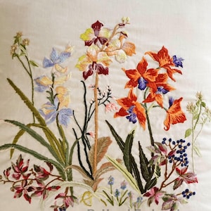 Hand Embroidered Cushion Cover, Aurora Petals