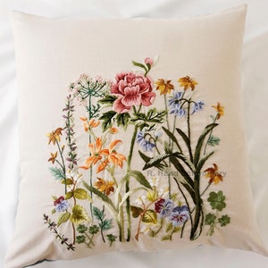 Hand Embroidered Cushion Cover, Bloom In Gorgeous