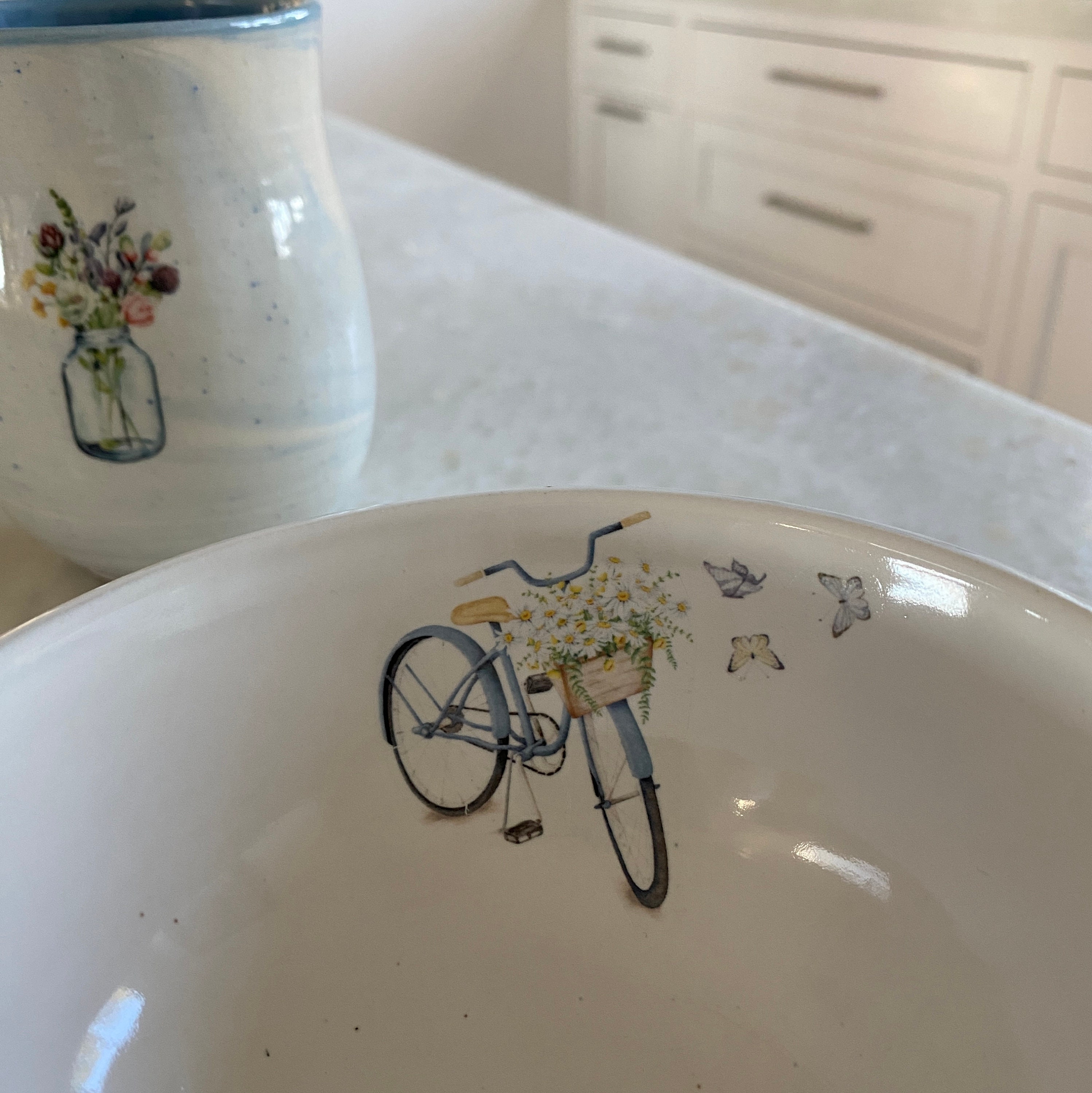 Handmade Porcelain Mug and Bowl Set in Blue and White With Etsy