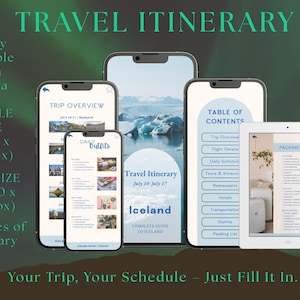 Editable Travel Itinerary Template Trip Itinerary Printable Travel Guide Travel Agent Planner Holiday Honeymoon Vacation Planner