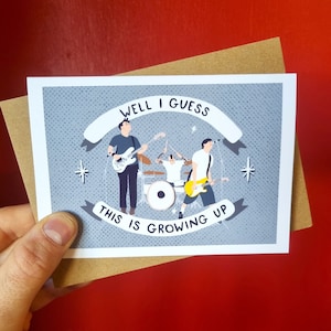 Blink 182 - En grandissant - Carte de voeux A6 - Carte d'anniversaire - Illustration - Pop Punk - Emo - Cadeau