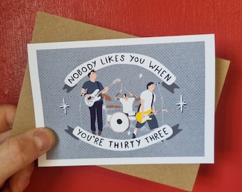 Blink 182 - Âge personnalisé - carte de voeux A6 - carte d'anniversaire - illustration - pop punk - emo - cadeau
