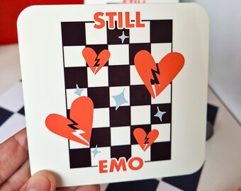 Still Emo Coaster - Illustration - Pop Punk - Emo - Coffee