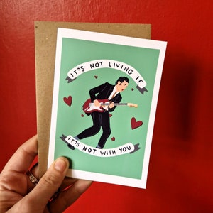 The 1975 - It&#39;s Not Living - Matty Healy -  Band Portrait -  A6 Greetings Card - Birthday Card - Illustration - Rock - Indie - Gift