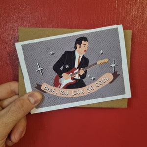 The 1975 - Robbers - Babe You Look So Cool - Matty Healy - Portrait de groupe - Carte de voeux A6 - Carte d'anniversaire - Illustration - Rock - Indie