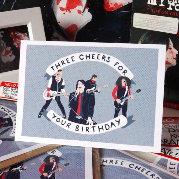 My Chemical Romance - Three Cheers Birthday Card -  Pop Punk Portrait -  A6 Greetings Card  - Illustration - Emo - Gift