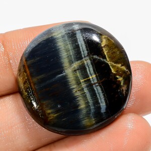 Natürliche blaue Tigerauge Edelstein, 27X27X6 mm 44 Karat Tigerauge runde Form Cabochon blau Tigerauge Stein, lose Edelstein, für die Herstellung von Schmuck