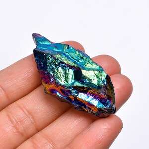 Pietra grezza di opale rivestita in titanio, forma grezza, opale grezza, 52X23X14 mm, cristallo di opale Aura da 82 carati, opale rivestita in titanio metafisico