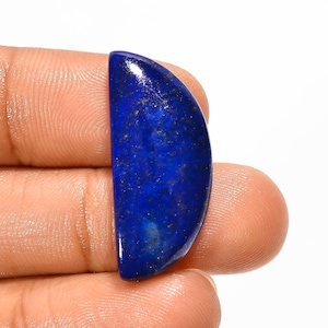 Cabochon de lapis-lazuli naturel, pierre précieuse de lapis-lazuli en forme de D, 28 x 12 x 4 mm, pierre de cristal de lapis lazuli 18 carats pour la fabrication de bijoux