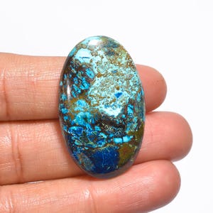 Natural Azurite Cabochon Loose Gemstone, Oval Shape Beautiful Azurite Gemstone 35X21X6 mm 35 Carat Azurite Crystal Stone For Making Jewelry