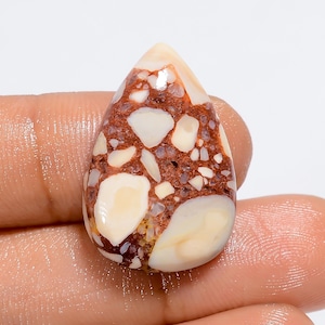 Breccia de chert naturel, forme de poire, cabochon de brèche de chert, 25X17X6 mm, cristal de guérison en pierre en vrac pour la fabrication de bijoux