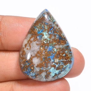 Natural Azurite Cabochon Loose Gemstone, Pear Shape Beautiful Azurite Gemstone 31X24X7 mm 41 Carat Azurite Crystal Stone For Making Jewelry