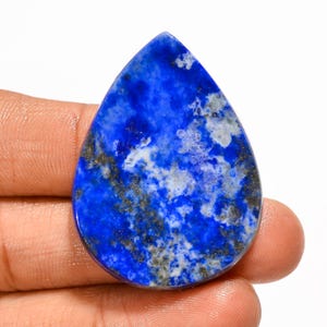 Cabochon de lapis-lazuli naturel, forme de poire, pierre précieuse de lapis-lazuli, 40 x 29 x 5 mm, pierre de cristal de lapis lazuli de 65 carats pour la fabrication de bijoux