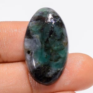 Cabochon émeraude vert naturel, pierre précieuse émeraude de forme ovale, 27 x 15 x 4 mm, pierre de cristal émeraude 20 carats pour la fabrication de bijoux