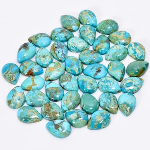 Cristal turquesa com fundo plano e formato de pera, pedra turquesa de 14 x 10 mm em formato de gota, turquesa para fazer joias, brincos, colar e anel