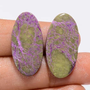 Paire d'atlantisite, paire de pierres précieuses en stichtite naturelle Paire de cabochons d'atlantite Mélange de pierres forme taille Paire de stichtite pour faire des boucles d'oreilles